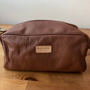 MOSCARDINI FIRENZE Genuine Leather Italy Brown Cosmetic Bag/Assessor Size 5x9x4